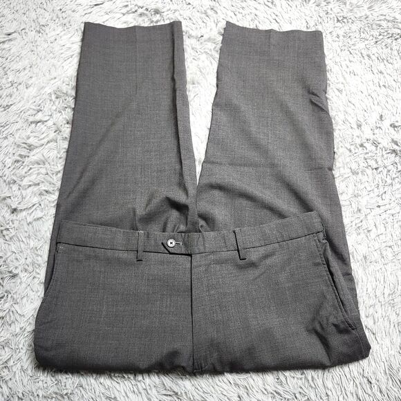 Lands End Pants Mens 37x27  37 Gray Wool Traditional Fit Dress Trousers Classic - Picture 3 of 13